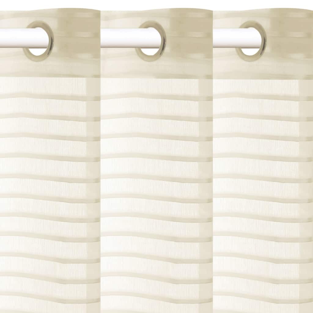 vidaXL Woven Striped Sheer Curtains 2 pcs 140x225 cm Cream